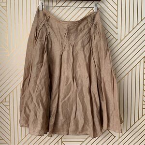 Max Studio Y2K Linen Silk pleated A line Midi Skirt Fairycore  Forest Nymph 8